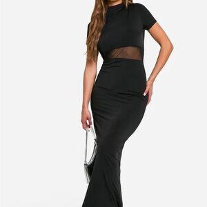NWT Black Mesh Slinky Maxi Dress
